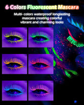 UV Glow Colored Mascara Volume and Length-1 Pcs Green Waterproof Mascara for Eyelashes, Fast Dry Curling Non Clumping Mascara,Long Lasting for St Patrick's day Party,Stage Use,Clubbing Makeup-02